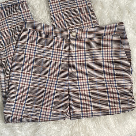 ANTHROPOLOGIE MALCOLM PLAID TAPERED TROUSERS STRAIGHT LEG ROLLED HEM HOUNDSTOOTH - Picture 6 of 13